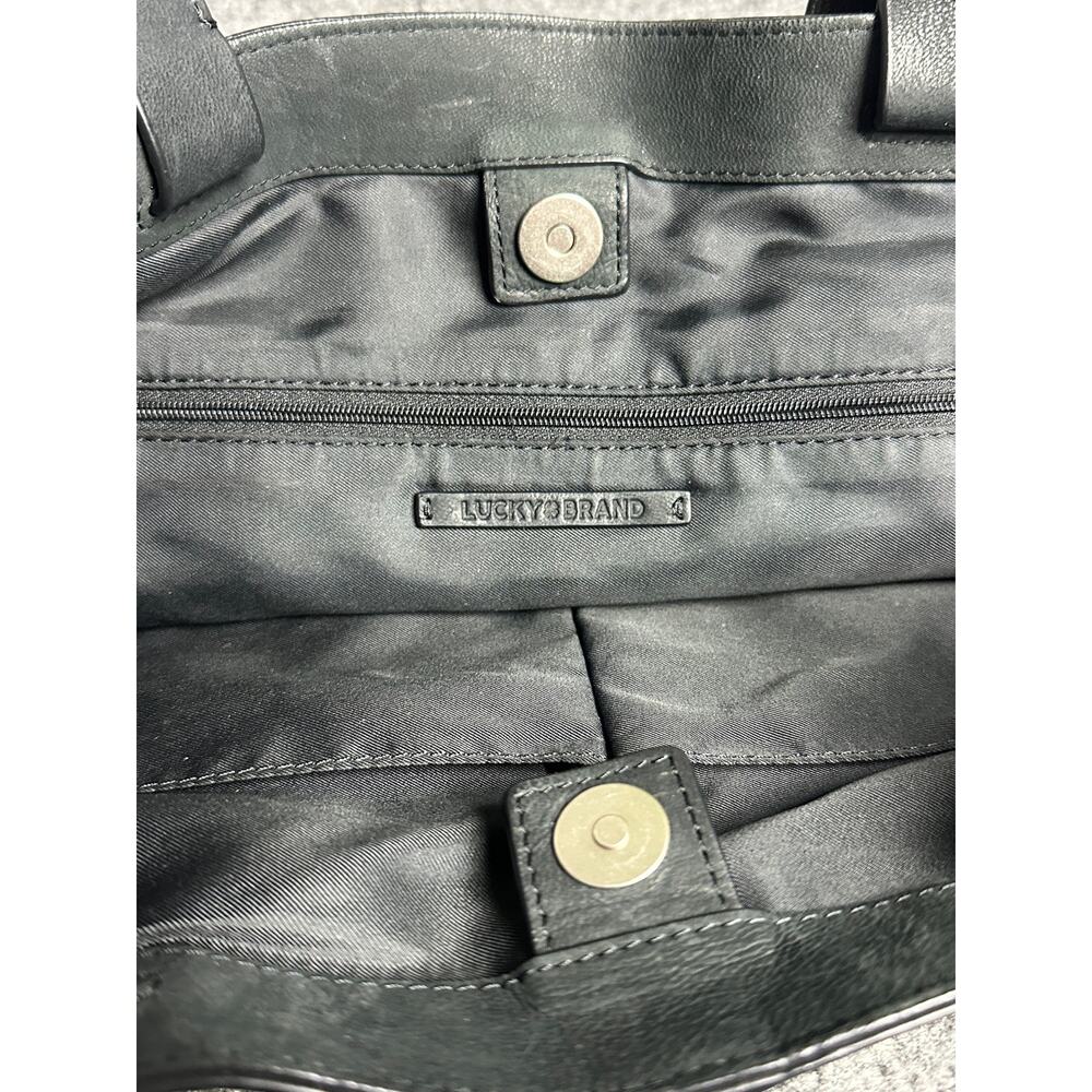Lucky Brand Lysa leather tote asymmetrical straps buckle studs slouchy black - Picture 8 of 12